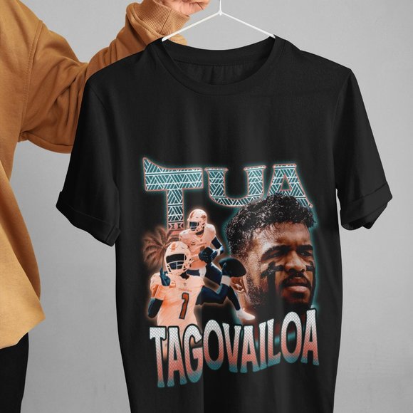 Tua Tagovailoa shirt 90s Vintage Bootleg Style Miami Dolphins Maxwell Walter tee - Picture 1 of 2